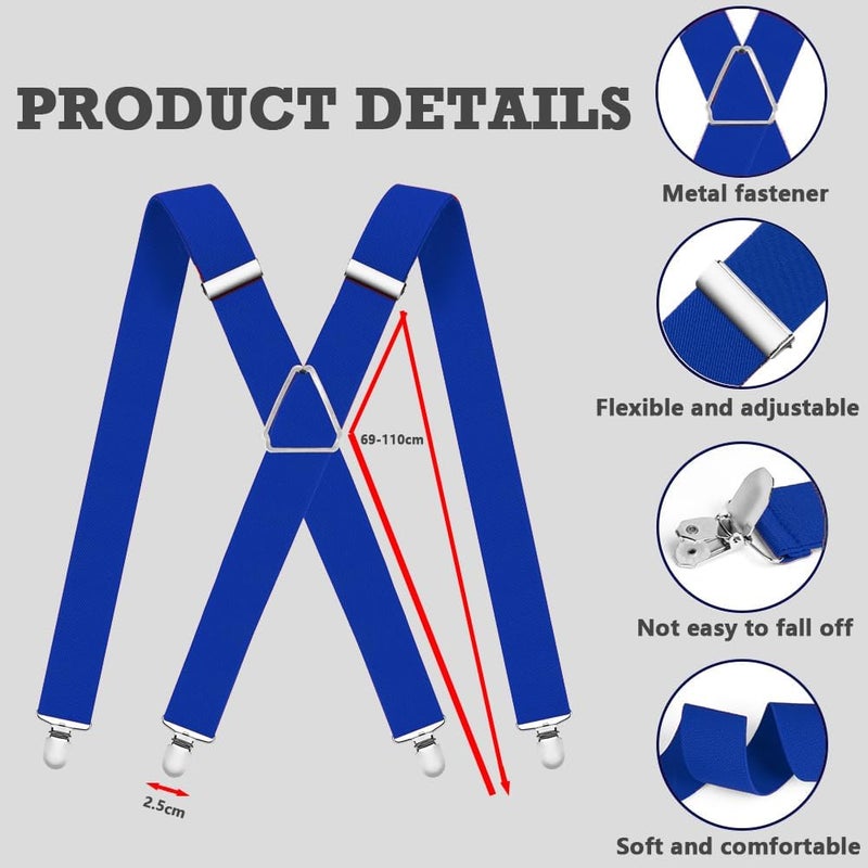 WOXVM Mens Suspenders Adjustable Braces with 4 Strong Metal Clips Elastic X Back Heavy Duty Suspender for Men and Women - Image 3
